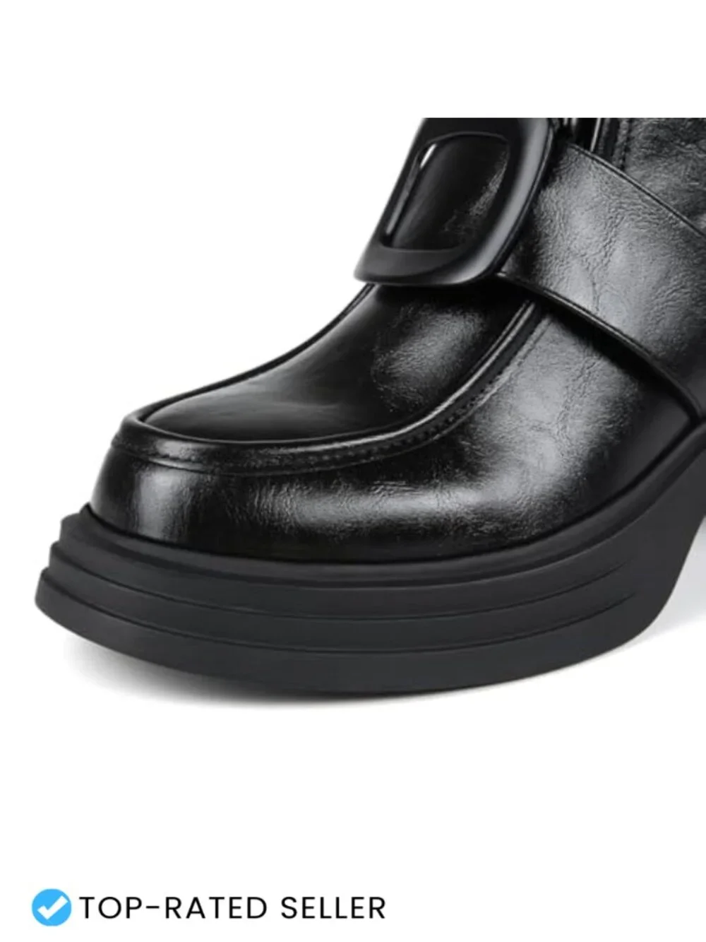 Women's Round Toe Lace Up Combat Ankle Boots Chunky Platform Heel Faux Leather
